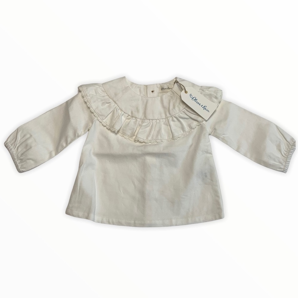 NWT Oliver & Rain white Ruffle Blouse (6 mo)